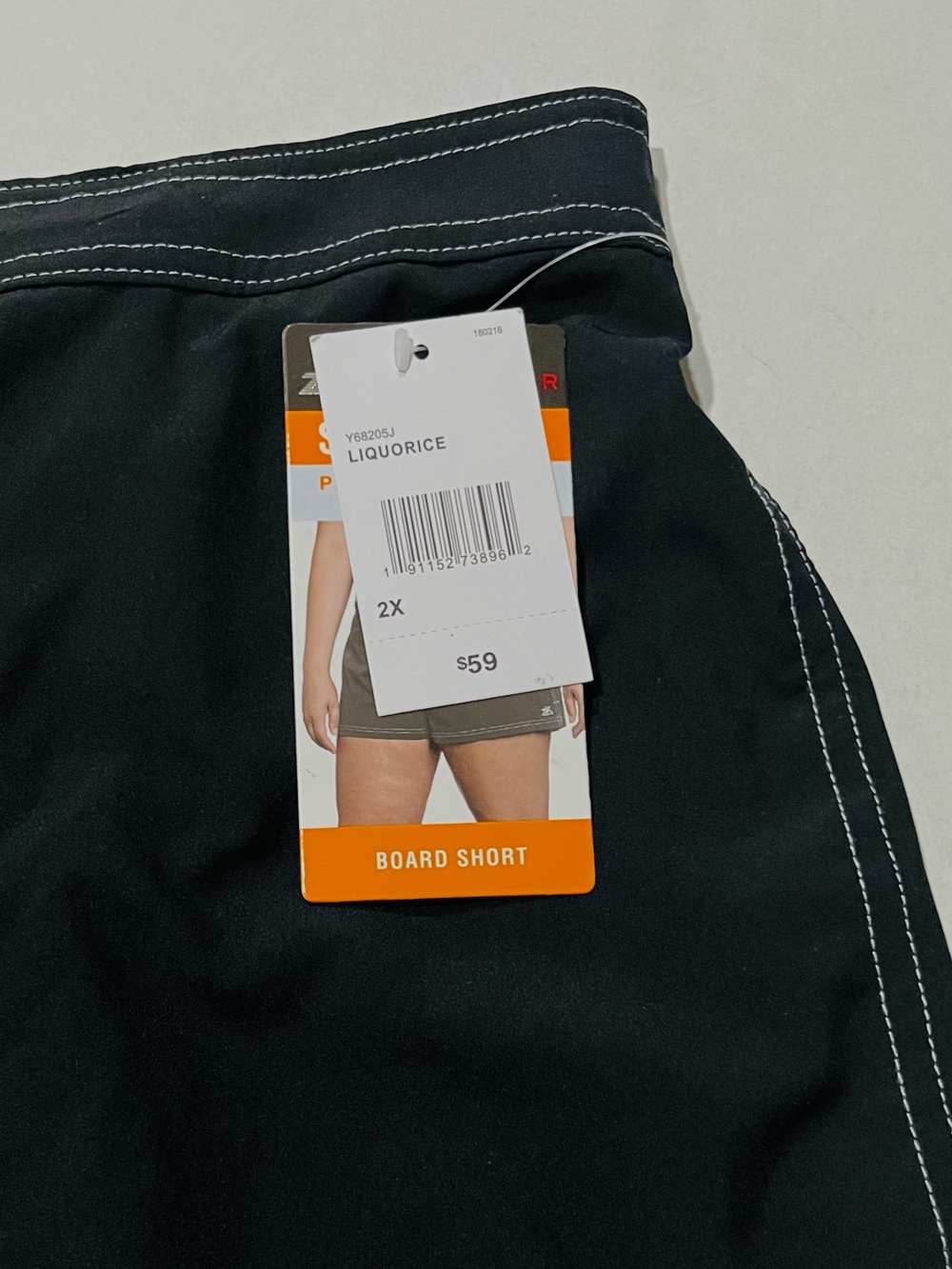 ZEROXPosur NWT Women’s black swim shorts featuring white stitching. SIZE 2X - Picture 9 of 13